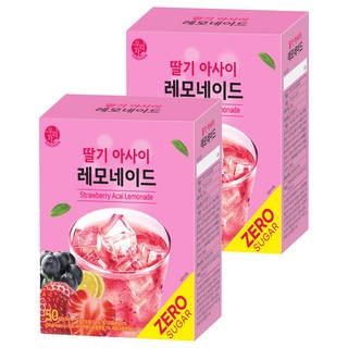SONGWON 零糖草莓巴西莓檸檬飲, 5g, 50條, 2盒