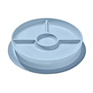 OXO tot 好吸力分隔餐盤 - 鴨嘴獸藍色, 6個月以上, 可微波, Stick & Stay Suction Divided Plate, 暮日藍, 1個