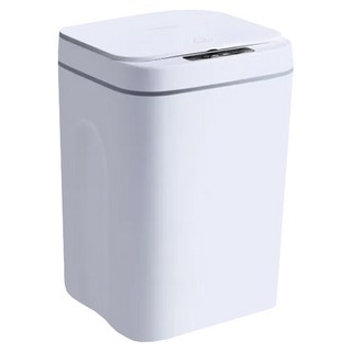 西格傢飾 現代風感應式垃圾桶，內置LED燈光，紅外+震動感應，40cm感應距離，16L, 灰白色
