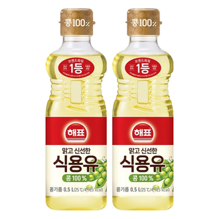 사조 해표 콩기름 식용유, 500ml, 2개