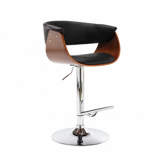 E-home 翠絲塔曲木吧檯椅, PU皮椅面 防水設計, 灰色, 1個