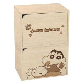 收納王妃 蠟筆小新雙層櫃 郊遊餅乾 2層, 郊遊餅乾 木頭色, 1件