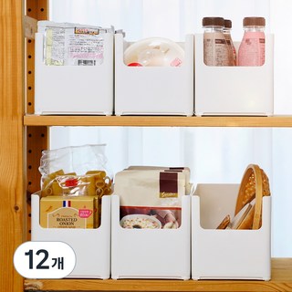 comet 韓國製造 簡約儲物櫃整理盒, 12個, 白色