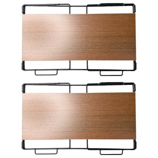 收納部屋 鐵藝木製桌上層架 單層款, 黑架 + 深柚木, 2個