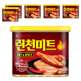 LOTTE 樂天 午餐肉 辣味, 韓國第一品牌, 340g, 6罐