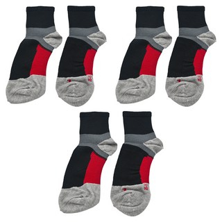 Honey LuLu 足弓消臭透氣1/2襪, 咖啡碳紗, 環護足弓, 台灣製造, 萊卡材質, 丈青紅, 26-28cm