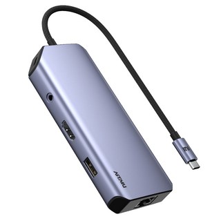 ARTMU USB Type-C 10合1 4K 60hz Gen2 10Gbps多功能集線器 MH410, 金屬灰, 1個