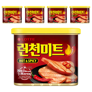 LOTTE 樂天 午餐肉 辣味, 韓國第一品牌, 340g, 5罐