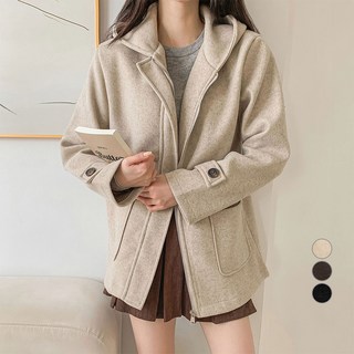 afinar 女款仿羊毛柔軟觸感連帽大衣外套