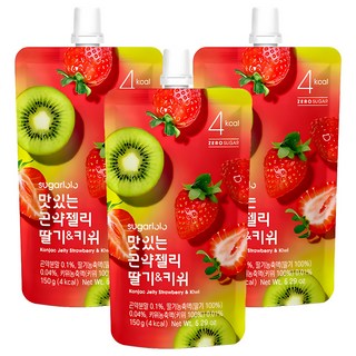 sugarlolo 蒟蒻果凍飲 草莓奇異果口味, 150g, 3個