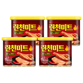 LOTTE 樂天 午餐肉 辣味, 韓國第一品牌, 340g, 4罐