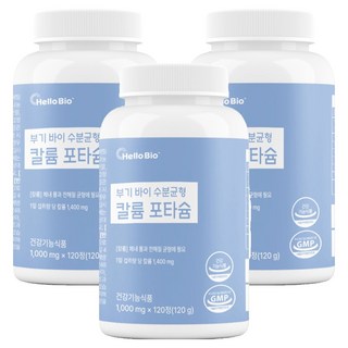 부기 바이 수분균형 칼륨 포타슘, 3개, 120정