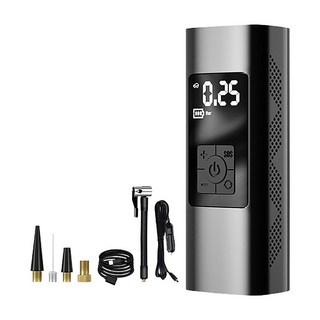 便攜智能車用充氣泵, 12V充電輸入電壓, 鋁合金材質, 1個, 黑色