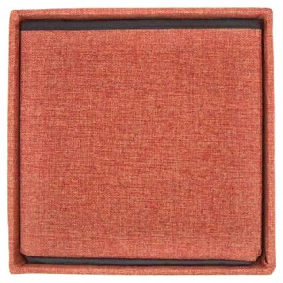 AWANA 簡約大方形麻布收納箱收納凳 30 x 30 x 30cm, 橘色, 1個