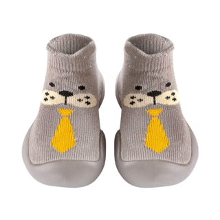 寬頭防滑透氣膠底學步鞋, 22~23, 高筒紳士灰熊