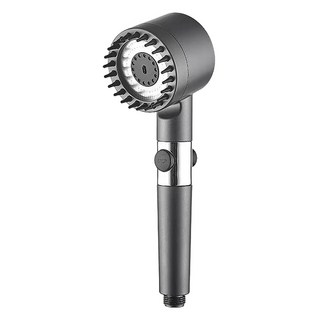 三段強勁增壓矽膠按摩蓮蓬頭 R509D 增壓省水 舒適按摩, 鐵灰色 + 銀色, 1個