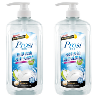 Prosi 普洛斯 極淨去油護手洗潔精 添加護膚配方 低泡沫易沖洗 蘋果香氣, 1L, 2瓶