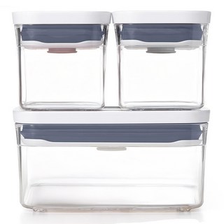 OXO POP 按壓保鮮盒輕巧三件組, 200ml 2個 + 400ml 1個, 1組