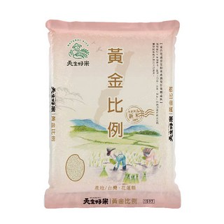 天生好米 黃金比例白米 花蓮富里產, CNS二等米, 2kg, 1包