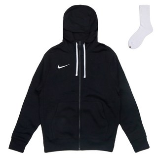 Nike 男款 Park Swoosh 連帽拉鍊外套 CW6887-010 + welldone 襪子