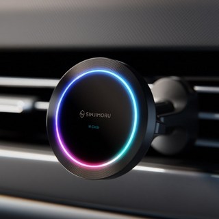신지모루 LED 8색 앰비언트 맥세이프 차량용 고속 무선충전 거치대, 블랙, M-Circle