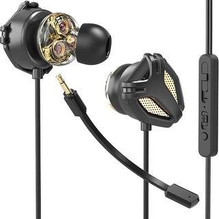 스카이 핏 EPM1 마이크 탈부착 트리플 드라이버 게이밍 이어폰 + Y잭 변환 케이블, SKY-EPM1, 골드