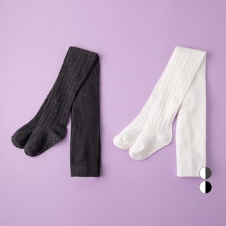 BASE ALPHA ESSENTIALS 兒童高級麻花紋包腳褲襪2件組