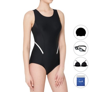 quaro 女性U背大尺碼泳衣 + 泳帽 + 泳鏡 + 胸墊 + 防水袋套裝 ILF153S