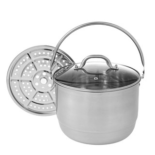 코멧 홈 다양하게 사용하는 스테인리스 미니 들통냄비 5L + 찜판 세트, silver, 1세트, 34cm