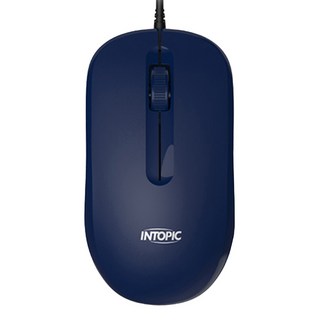 INTOPIC 廣鼎 光學有線靜音滑鼠 110 x 61 x 38mm 55g, MS-Q107-BL, 藍色