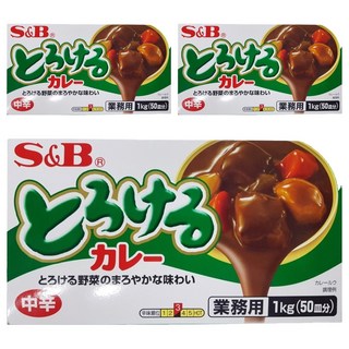 S&B 愛思必 特樂口野菜咖哩塊 中辣, 1kg, 3盒