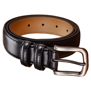 真皮牛皮帶寬男士針釦皮帶 二層牛皮 合金釦頭, 長105~125cm x 寬3.3cm, 黑色