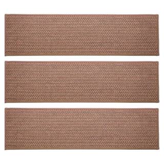半島良品 亞麻款止滑樓梯墊, 咖啡色, 3個