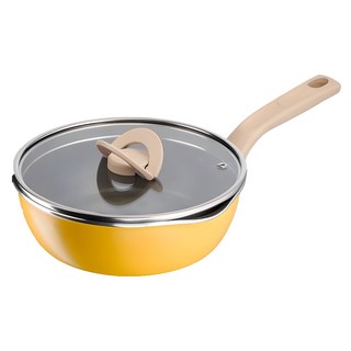 Tefal 特福 IH爐適用煮FUN系列不沾深平鍋 黃色, 22cm, 1個