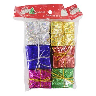 亮片禮物包 Set 6, 聖誕裝飾, 4cm, 彩色, 1組