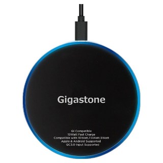 GIGASTONE 立達 無線充電盤 支援LG 15瓦快充、三星 10瓦快充、蘋果 7.5瓦快充, 黑色, 1個