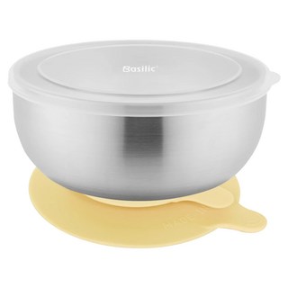Basilic 貝喜力克 不鏽鋼吸盤碗 附防塵蓋 304加厚不鏽鋼 雙層真空隔熱 平面可拆吸盤, 顏色隨機, 1個