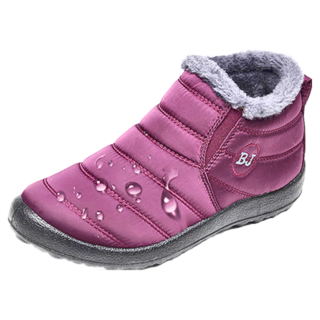 情侶靴, 低筒男女款, 防水布短毛絨防滑橡膠鞋底, 顏色: 黑/紅/藍, 尺碼:36/37/38/39/40/41/42/43, 紅色