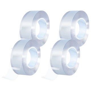 德利生活 強力奈米雙面膠 5公分x300公分 透明雙面膠帶 超強黏性 無痕固定, 4捲