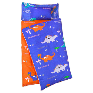 Hong Yew Bedding 鴻宇寢飾 兒童防蹣可機洗兩用睡袋 美國棉授權品牌 台灣製1896, 恐龍公園藍