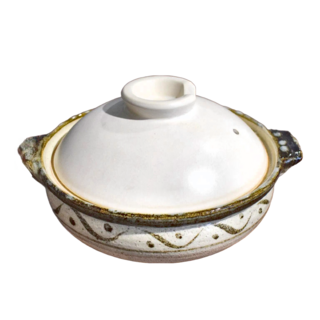 萬古燒 灰釉8號砂鍋 - 日本製 高9.5cm 容量2280mL, 26cm, 1個