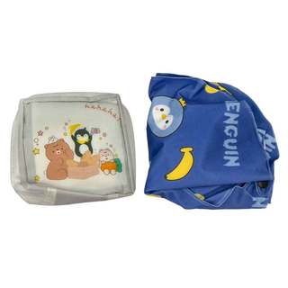 OMORY 涼感按壓充氣頸枕附收納袋 - 企鵝, 收合10.5 x 10.5 x 4cm 展開37 x 25 x 13cm