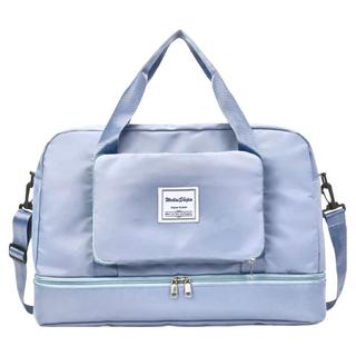 旅行收納袋 摺疊擴充款, 尼龍布料, 49.5 x 29.5 x 25 x 14cm, 霧霾藍