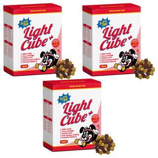 붐붐포 강아지 1.4kcal 라이트 큐브 미니 노즈워크 트릿 간식, 혼합맛(황태/소고기), 160g, 3개