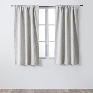 HOLA 和樂家居 查莉三明治遮光直條緹花半腰窗簾, 奶油白