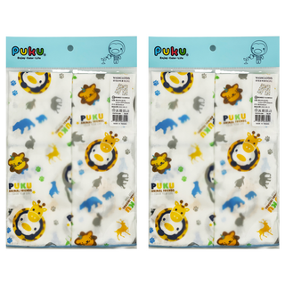 PUKU 企鵝 印花紗布澡巾 100%純棉紗布 柔軟透氣 2入, 30 x 60cm, 藍色, 2組