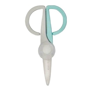 KU.KU Duckbill 酷咕鴨 KUKU PLUS 寶寶陶瓷食物剪，安全蓋與收納盒，免磨刀片, 剪刀 13.6 x 7.7 x 1.5cm + 刀刃 約5cm, 氣泡藍, 1支