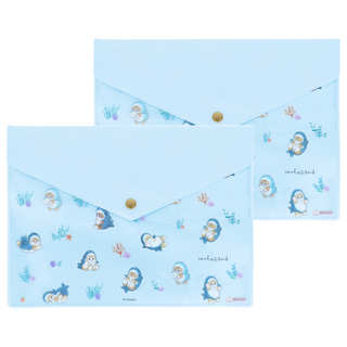 sun-star 貓福珊迪mofusand 可愛裝扮A5收納袋 方便收納小物 附有扣子, 藍色, 2個