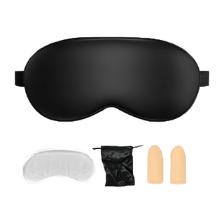JOYROOM 機樂堂 睡眠眼罩 含耳塞+收納袋+冰袋 冰絲纖維 材質 黑色, 20 x 9cm