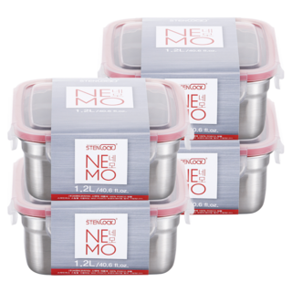 STENLOCK 史丹利 Nemo正方形密封保鮮盒, 10號 1200ml(保鮮盒+蓋子), 4個